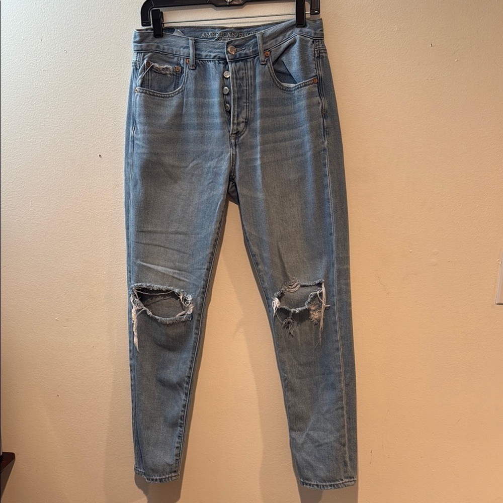 Women's Light Blue Distressed Jeans